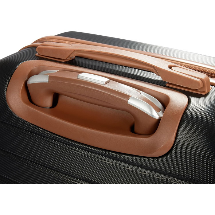 Набір валіз BruBaker Paris - 3 шт. з жорстким корпусом (M, L, XL) з кодовим замком, 4 колеса, ручки. Чорний та світло-коричневий