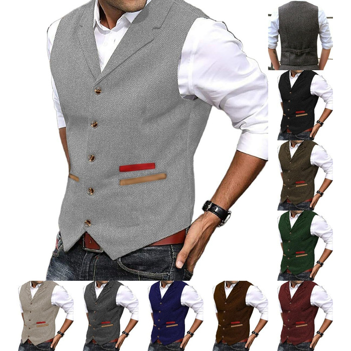 Твідова жилетка для полювання, коричнева, в стилі ретро/вінтаж, ідеальна для весілля та повсякденного носіння