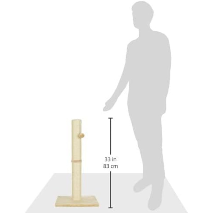Дряпка для котів Kerbl Opal Maxi з сизалю, 38x38x78 см, для котів маленьких та середніх порід, з м'ячиком, бежева