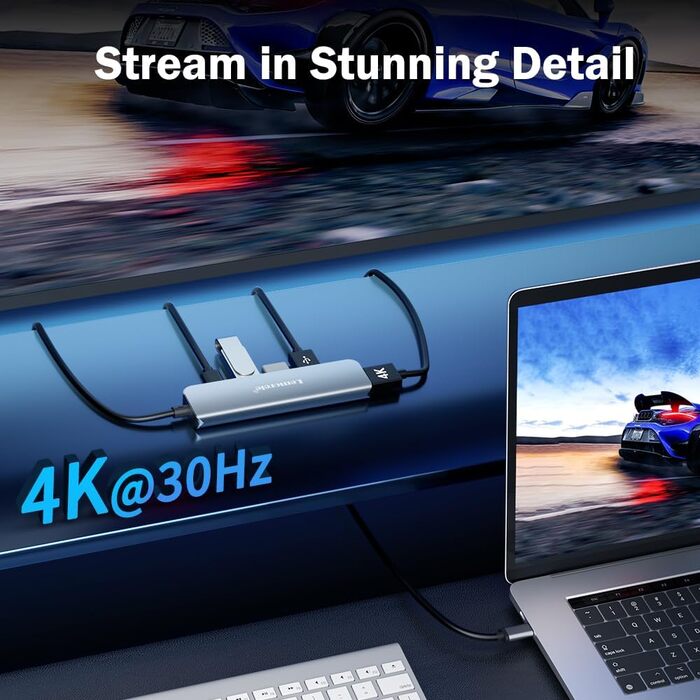 Док-станція USB-C хаб 3 Display-2025: 3 монітори, 2x HDMI 4K, VGA, Ethernet 1000M, 4 USB A 3.0/2.0, 100W PD, SD/TF, AUX 3.5mm, адаптер для Windows/Mac/Dell/HP