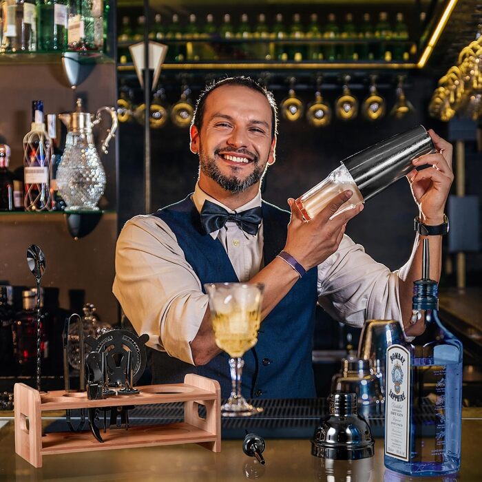 Набір шейкер для коктейлів Esmula 750 мл, 12 предметів, з рецептами, нержавіюча сталь