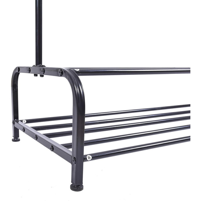 JURMERRY Clothes Rack Metal Clothes Rack Pipe Hanging Clothes Rack Heavy Duty Shelf 2-Tier Metal with Home Office Indoor, Black