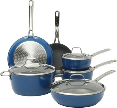Набір кухонного посуду Sur La Table Kitchen Essentials, 13 предметів, преміум-кераміка, антипригарне покриття, індукція, знімний ручка, смарагдово-зелений