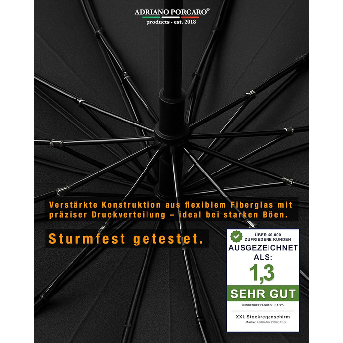 Стійкий до вітру парасолька: великий парасолька Ø120см з відбиваючим краєм, 12 спиць, з чохлом, оливковий - для чоловіків та жінок