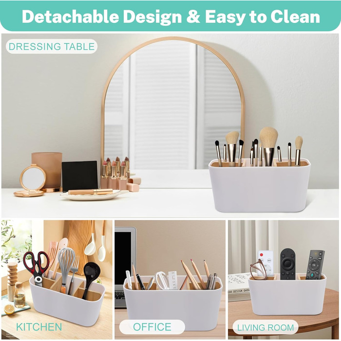 Тримач для зубних щіток з бамбуковими перегородками, органайзер для зубних щіток та пасти, для ванної кімнати, офісу, сім'ї, білий