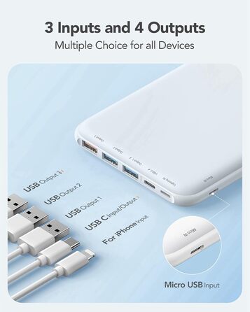 Power Bank Charmast 26800mAh з 4 виходами та 3 входами, USB-C, для iPhone, iPad, Samsung, чорний