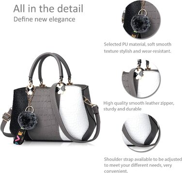 Сумка жіноча NICOLE & DORIS 2025 шкіряна чорна з помпоном та знімним ремінцем через плече