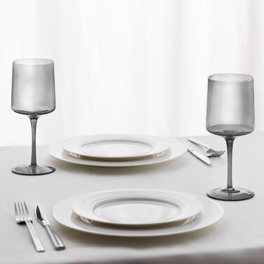 Navaris Gray-Tinted Wine Glasses, Set of 4 - Colored Stemware - Stylish Designer Glassware for Serving Wine, Cocktails, and Desserts