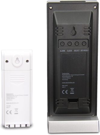 Цифрова метеостанція Techno Line WS9767 з зовнішнім датчиком: годинник з радіоуправлінням, термометр внутрішній/зовнішній, пам'ять Min/Max, будильник, відстрочка сну - чорний колір