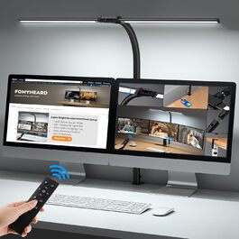LED настільна лампа Doppelkopf з регулюванням яскравості, 24W, 80см, з кріпленням, захист для очей, денне світло, пульт дистанційного керування, 10 кольорів, 10 рівнів яскравості, USB, для дому та офісу