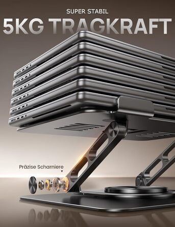 Підставка для ноутбука Lamicall, регульована - 360° обертання, складна, алюмінієва - для столу/офісу, універсальна ергономічна підставка для Macbook Pro Air, 10-17,3' (чорний)