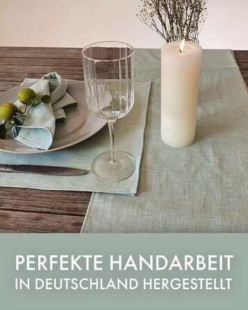 Farnberg Premium Linen Table Runner - Modern Table Decoration for Kitchen Table, Dining Table - Table Runner - Tablecloth - (40 x 150 cm) - Solid Mint
