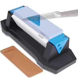 Набір точильних каменів Schleifstein 3-в-1: 400/1000/5000 грит, з підставкою, кутовою направляючою та шкіряним ремінцем для заточування ножів