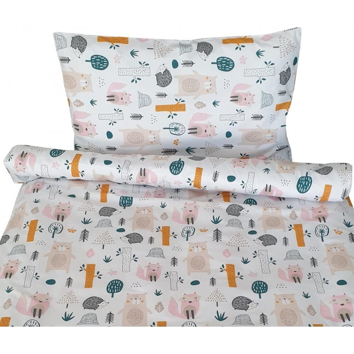Набір постільної білизни Balbina для малюків Boho з принтом тварин (ліс) 100 x 135 см, 2 шт. (100% бавовна, застібка-блискавка)