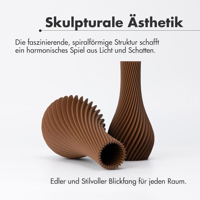 NATUMO Ваза 'Longi' - дизайнерська ваза з міцного пластику, 9 см, коричнева