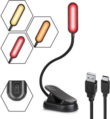 Нічна лампа-прищіпка для читання Toys4Boys з 8 LED, гнучка 360°, червоне світло для читання в ліжку