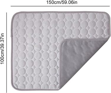 Килимок охолоджуючий для собак, самоохолоджуючий, 150x100 см, сірий (XXL)