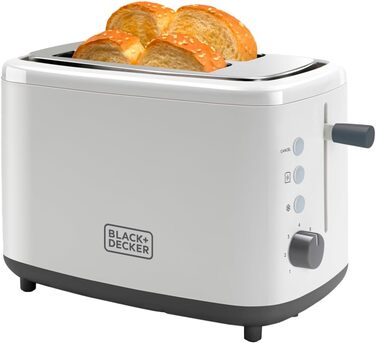Тостер Black+Decker BXTO1001E, 1000 Вт, 2 слоти, 7 рівнів підсмажування, білий