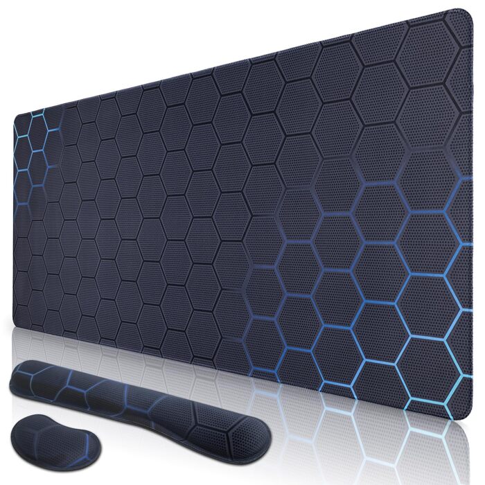 Ігровий килимок для миші Niviy Gaming Mousepad XXL 900x400мм, топографічний принт, синьо-зелений, з 2 підставками для зап'ясть