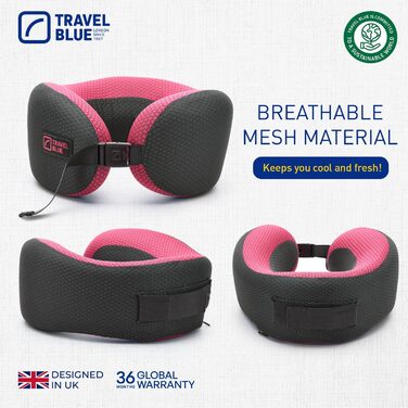 Travel Blue Dreamer Neck Pillow - Memory Foam Travel Pillow for Airplane, Car & Train - Breathable Mesh, Removable Cover, Comfortable Support