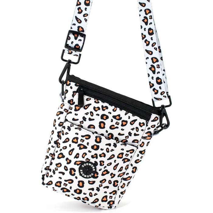 Сумка для ласощів для собак COOWONE Leckerlibeutel, з тримачем для відходів, на пояс, для прогулянок та тренувань, біла, леопардовий принт 2.0