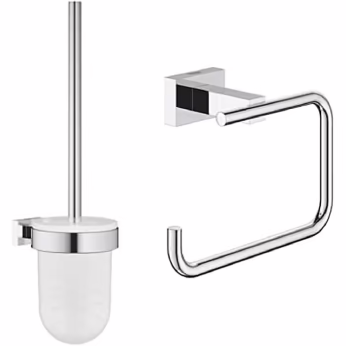 Essentials Cube | WC Brush Holder | chrome | 40513001 & Essentials | Toilet Paper Holder | 40507001