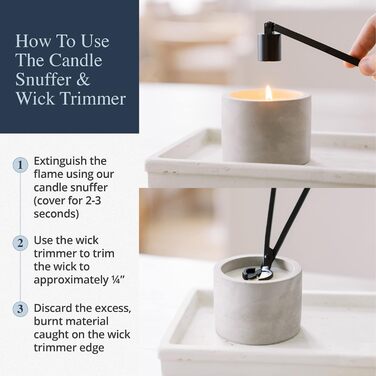 Airy Abode Candle Accessory Set with Candle Snuffer and Wick Trimmer, Gold Brushed