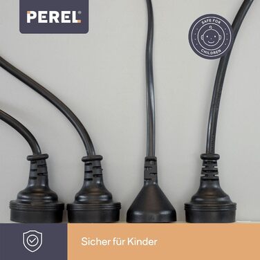 Блок розподілу живлення (PDU) Perel на 8 розеток Schuko Typ F з вимикачем та захистом від перенапруги, кабель 2.15м, 3680 Вт для 19-дюймової стійки, серверної шафи та офісу