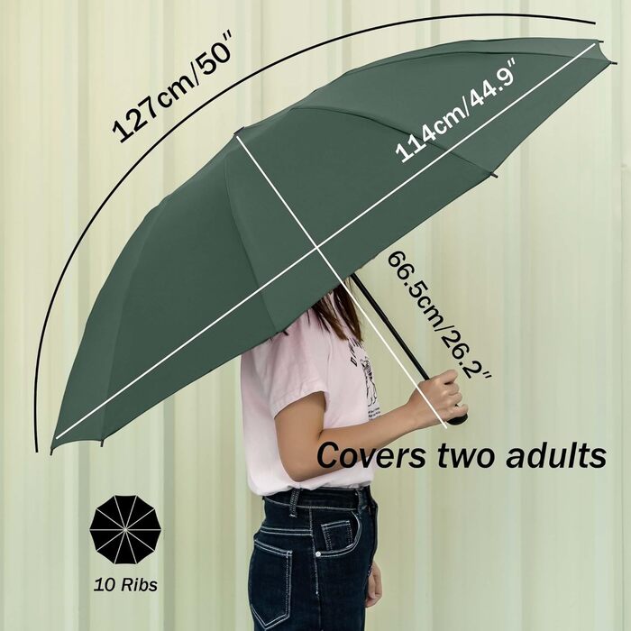 Чоловічий складаний парасоль від дощу Conlun Kompakter – штормостійкий, автоматичний, 127 см, чорний