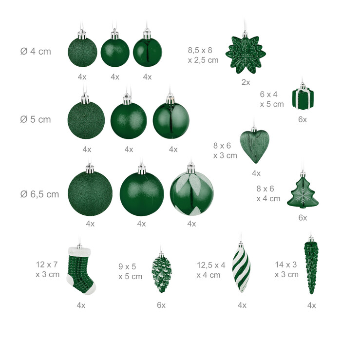 Relaxdays Set of 72 Christmas Baubles