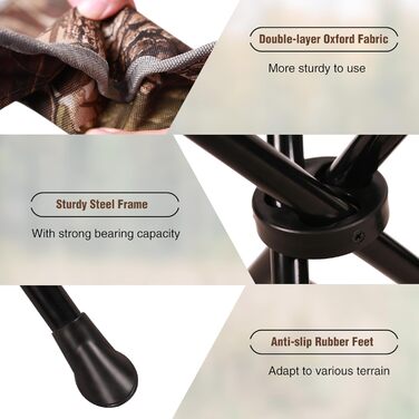 REDCAMP 2 шт. Кемпінгові стільці-штатив, 56 см, складні, 3 ніжки, камуфляж для відпочинку на природі, риболовлі, полювання та туризму