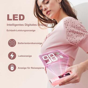 Електричний жіночий епілятор 2-в-1 Intimrasierer з LED-дисплеєм та IPX7 водонепроникністю, рожевий