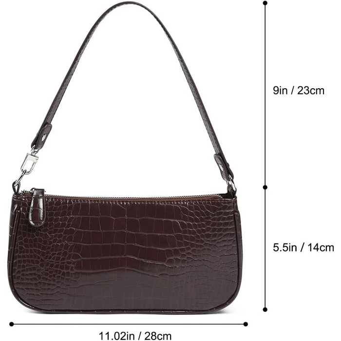 Сумка жіноча через плече крокодиляча шкіра ретро вінтаж коричнева #2 – маленька сумка-міні, класична сумка-шопер