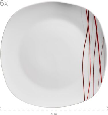 Набір посуду Masér Sencilla, 18 предметів: тарілки для супу, десертні тарілки, тарілки для їжі, порцеляна, білий