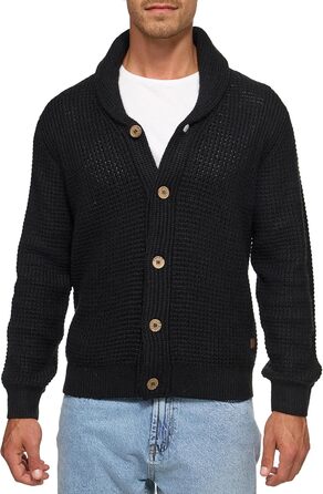 Кардиган чоловічий Indicode INBrandox з коміром-шарфом та ґудзиками | Дріб'язковий кардиган для чоловіків (XL, Чорний)