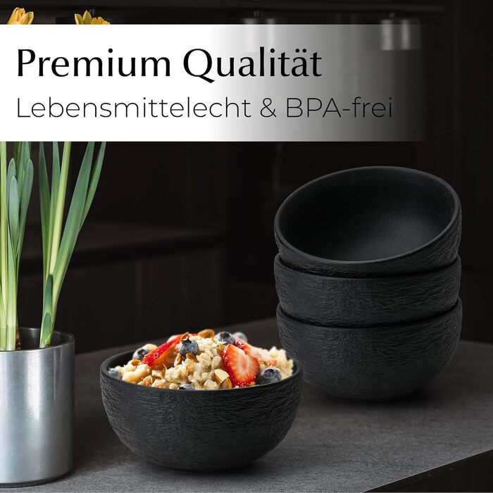 MIAMIO Набір посуду 16 предметів Oasis (Чорний) - Сучасний керамічний сервіз для 4 осіб