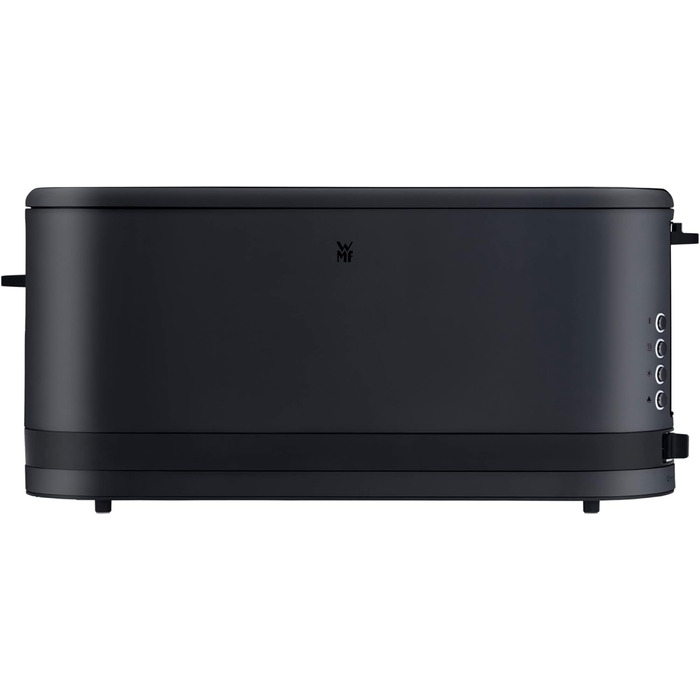 WMF Kitchen Mini Long Slot Toaster, 2 Slices with Roll Attachment, Slim Toaster, XXL, Bagel Function, 7 Browning Levels, 900W, Stainless Steel Matte, Black