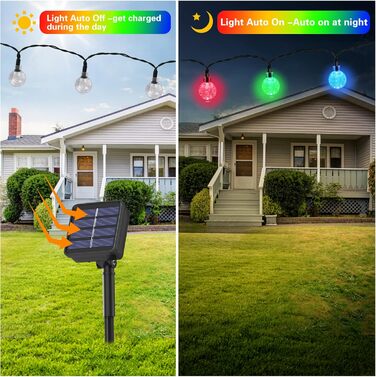Сонячна гірлянда для вулиці, 60 LED, 13.2м, 8 режимів, IP65, тепле світло. Декорація для балкона, тераси, саду, ялинки.