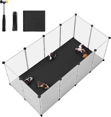 Клітка для дрібних тварин SONGMICS LPC012W01 з піддоном, біла, 143 x 73 x 46 см