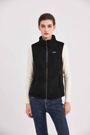 Тепла електрична жилетка для жінок з акумулятором 16000mAh, Sherpa, флісова жилетка для активного відпочинку та катання на лижах, чорна