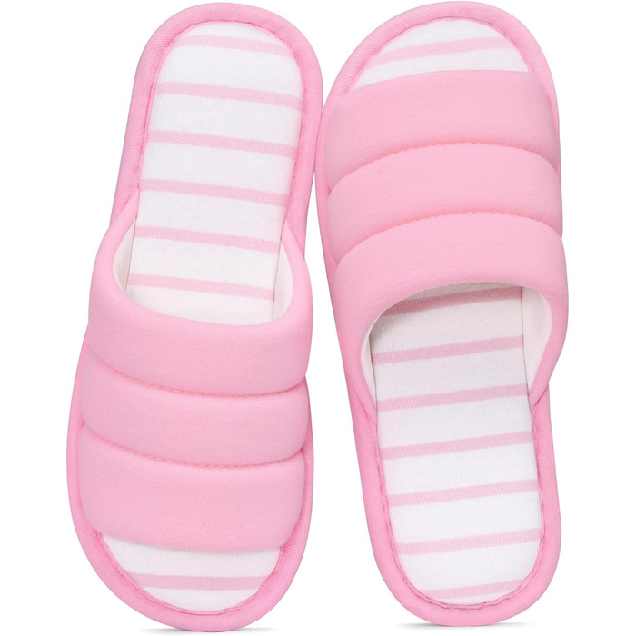 Тапочки халатні з відкритим носком для жінок та чоловіків, м'яка бавовна, піна з пам'яті, сліпони, тапочки для спальні (37/39.5 EU, рожеві)