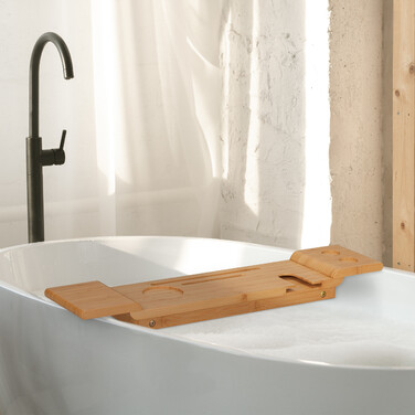 Relaxdays Bamboo Bathtub Caddy with Feet