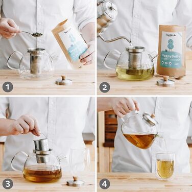 Скляний чайник Buntfink 'TeaPot' з ситечком із нержавіючої сталі, боросиликатне скло, 1.5 л