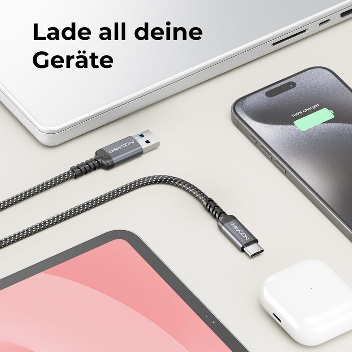 Кабель USB-A на USB-C deleyCON 1.5м, USB 3.0 (5Gbps), для смартфонів, планшетів, ноутбуків, камер, HDD, SSD