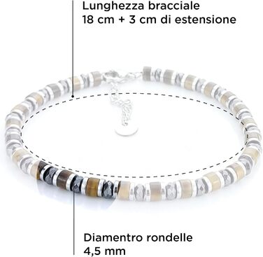 Браслет чоловічий SAGA GIOIELLI з нержавіючої сталі, кольорові сталеві диски, з оком тигра та кристалами