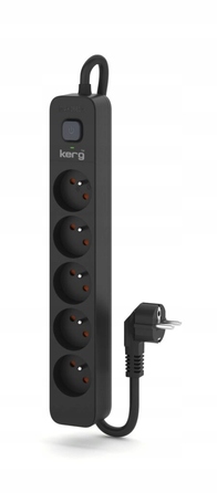 Мережевий фільтр Kerg M02518, 5 гнізд, 5м, чорний, 3×1,5мм²