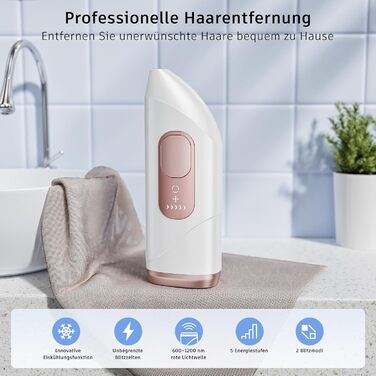 Пристрій для епіляції IPL з лазером та охолодженням, необмежена кількість імпульсів, довжина хвилі 600 нм, для жінок та чоловіків, обличчя, бікіні, руки, ноги, тіло, Rose