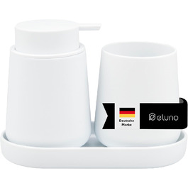 Набір аксесуарів для ванної кімнати Eluno TESERO, 3 шт. (дозатор мила, стакан, миска), пластик, білий