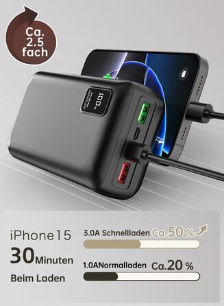 Power Bank 50000mAh з швидкою зарядкою PD22.5W: три виходи, дві входи, LED-індикатор, для iPhone/Android (PD-516)