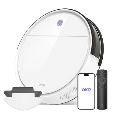 Робот-пилосос OKP з функцією миття, 2100Pa, K5B, для видалення шерсті тварин, з базою для зарядки, сумісний з Alexa та керуванням через додаток/пульт